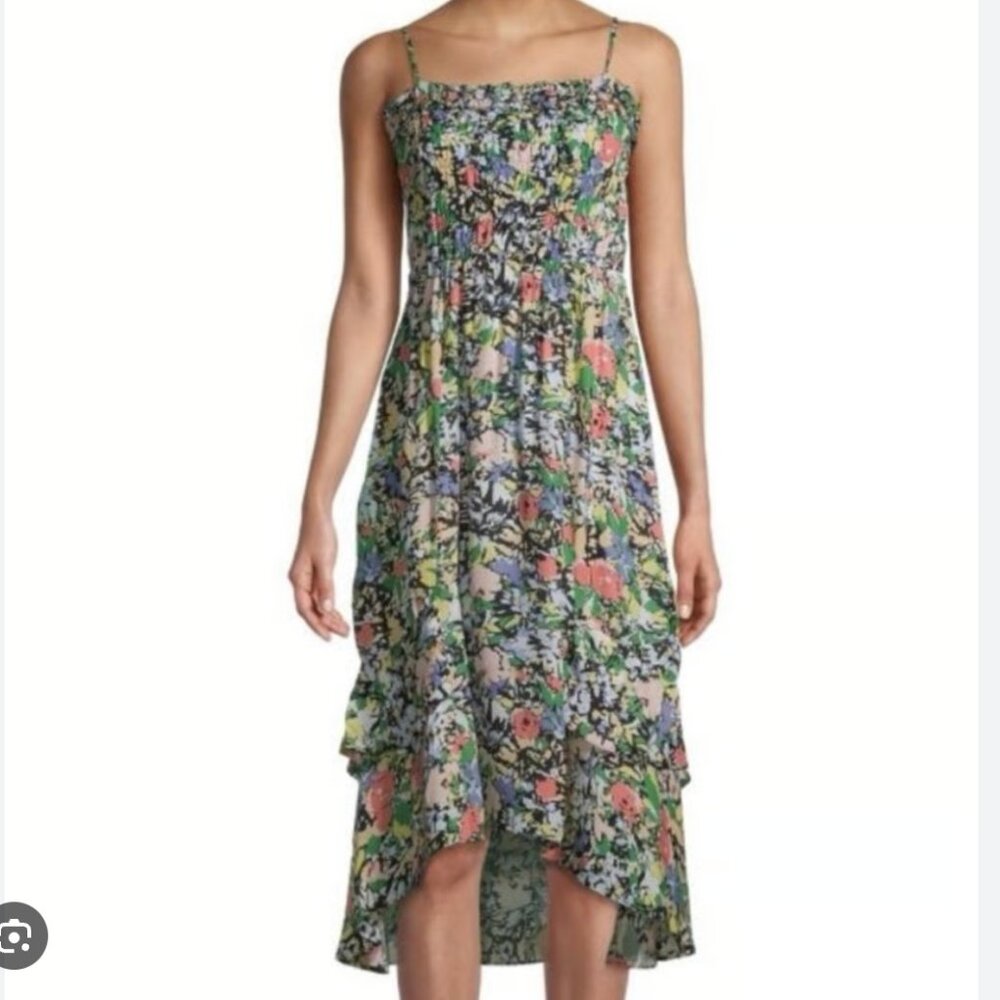 NWT Parker Valencia Floral Print Silk Blend High-Low Midi Dress XS